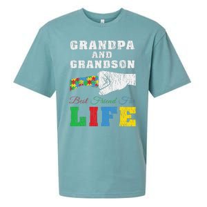 Grandpa Grandson Matching Autistic Autism Awareness Papa Sueded Cloud Jersey T-Shirt