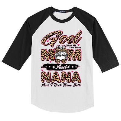 God Gifted Me Two Titles Mom And Nana Kids Colorblock Raglan Jersey