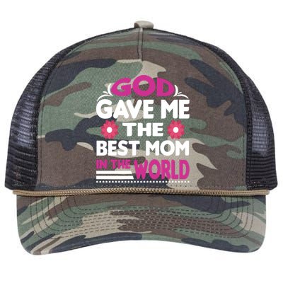 God Gave Me The Best Mom In The World Retro Rope Trucker Hat Cap