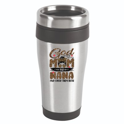 God Gifted Me Two Titles Mom And Nana Leopard Mother's Day 16oz Travel Tumbler