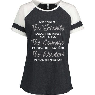 God Grant Me The Serenity Prayer Inspirational Spiritual Enza Ladies Jersey Colorblock Tee