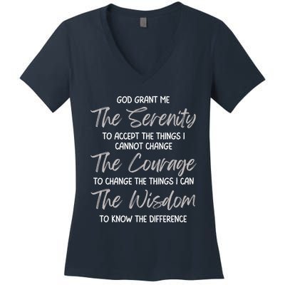 God Grant Me The Serenity Prayer Inspirational Spiritual Women's V-Neck T-Shirt