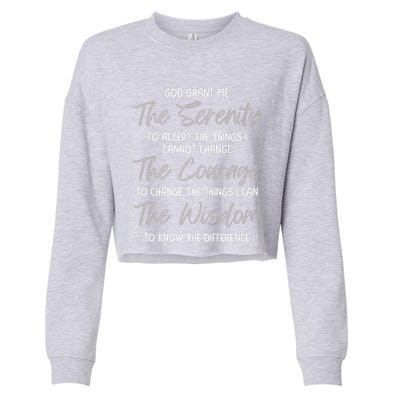 God Grant Me The Serenity Prayer Inspirational Spiritual Cropped Pullover Crew