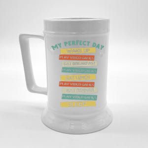 Gamer Gaming My Perfect Day Video Games Gift Beer Stein