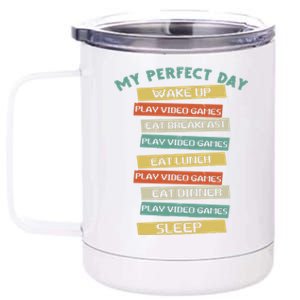 Gamer Gaming My Perfect Day Video Games Gift 12 oz Stainless Steel Tumbler Cup