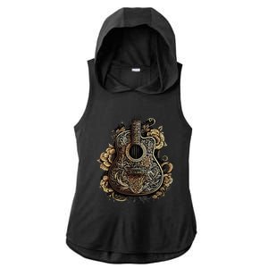 Guitar Graphic Music Lover Acoustic Guitar Musician Floral Ladies PosiCharge Tri-Blend Wicking Draft Hoodie Tank