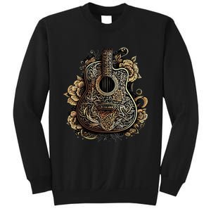 Guitar Graphic Music Lover Acoustic Guitar Musician Floral Sweatshirt