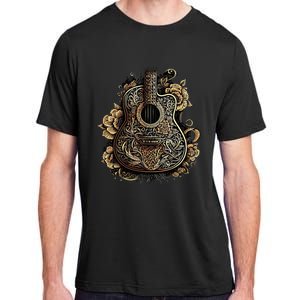 Guitar Graphic Music Lover Acoustic Guitar Musician Floral Adult ChromaSoft Performance T-Shirt