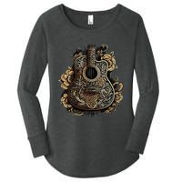 Guitar Graphic Music Lover Acoustic Guitar Musician Floral Women's Perfect Tri Tunic Long Sleeve Shirt