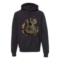 Guitar Graphic Music Lover Acoustic Guitar Musician Floral Premium Hoodie