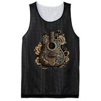 Guitar Graphic Music Lover Acoustic Guitar Musician Floral Mesh Reversible Basketball Jersey Tank