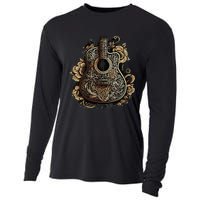 Guitar Graphic Music Lover Acoustic Guitar Musician Floral Cooling Performance Long Sleeve Crew