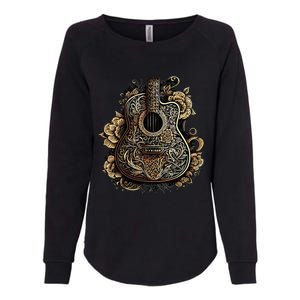 Guitar Graphic Music Lover Acoustic Guitar Musician Floral Womens California Wash Sweatshirt