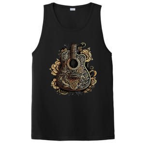 Guitar Graphic Music Lover Acoustic Guitar Musician Floral PosiCharge Competitor Tank