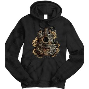 Guitar Graphic Music Lover Acoustic Guitar Musician Floral Tie Dye Hoodie