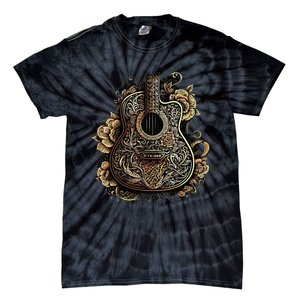 Guitar Graphic Music Lover Acoustic Guitar Musician Floral Tie-Dye T-Shirt