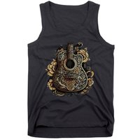 Guitar Graphic Music Lover Acoustic Guitar Musician Floral Tank Top