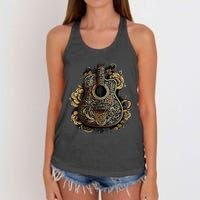 Guitar Graphic Music Lover Acoustic Guitar Musician Floral Women's Knotted Racerback Tank