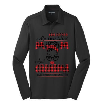 God Gifted Me Two Titles Mom And Grandma Happy Mother's Day Silk Touch Performance Long Sleeve Polo