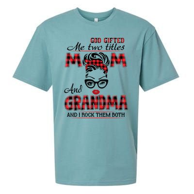 God Gifted Me Two Titles Mom And Grandma Happy Mother's Day Sueded Cloud Jersey T-Shirt