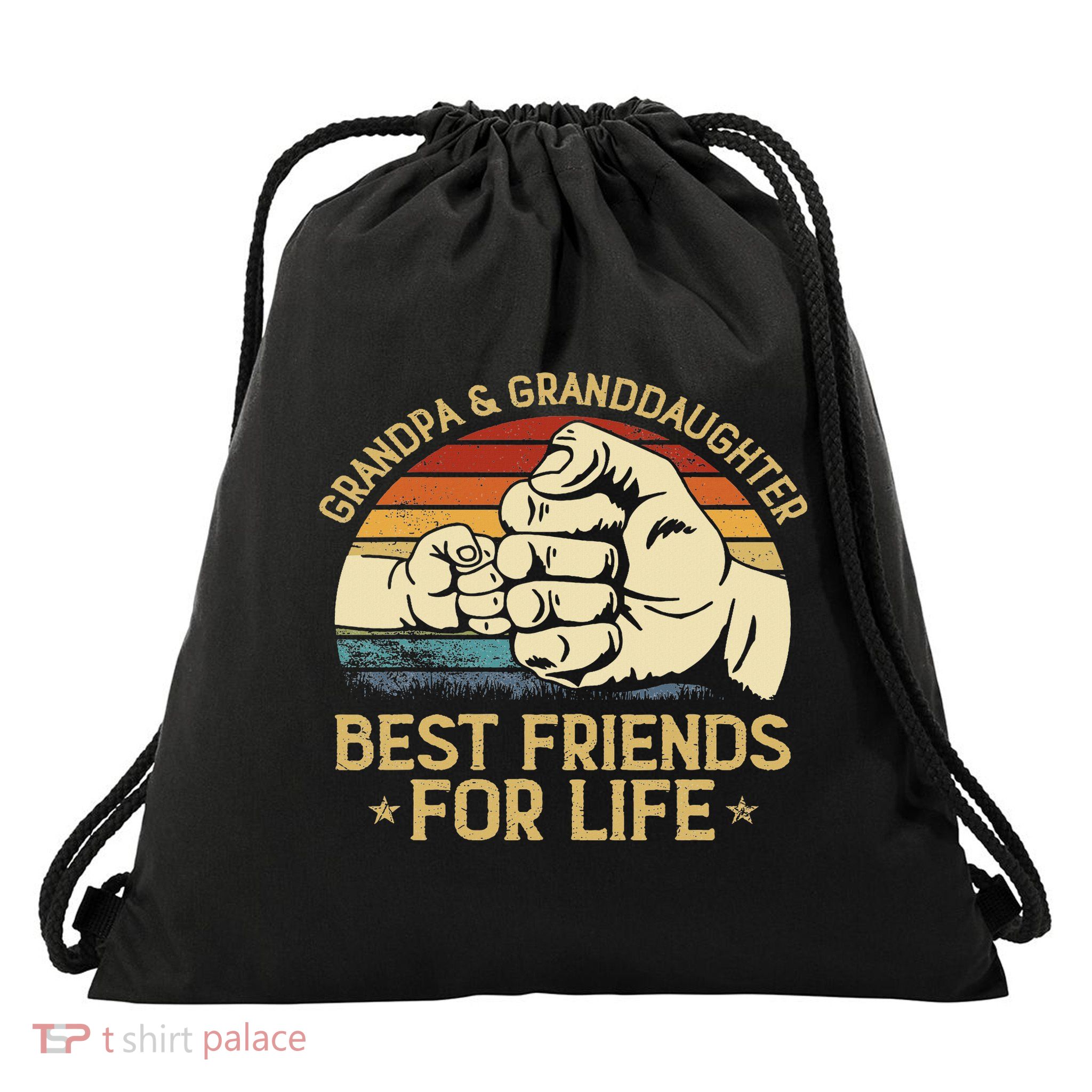 Grandpa Granddaughter Matching Family Fist Bump Drawstring Bag