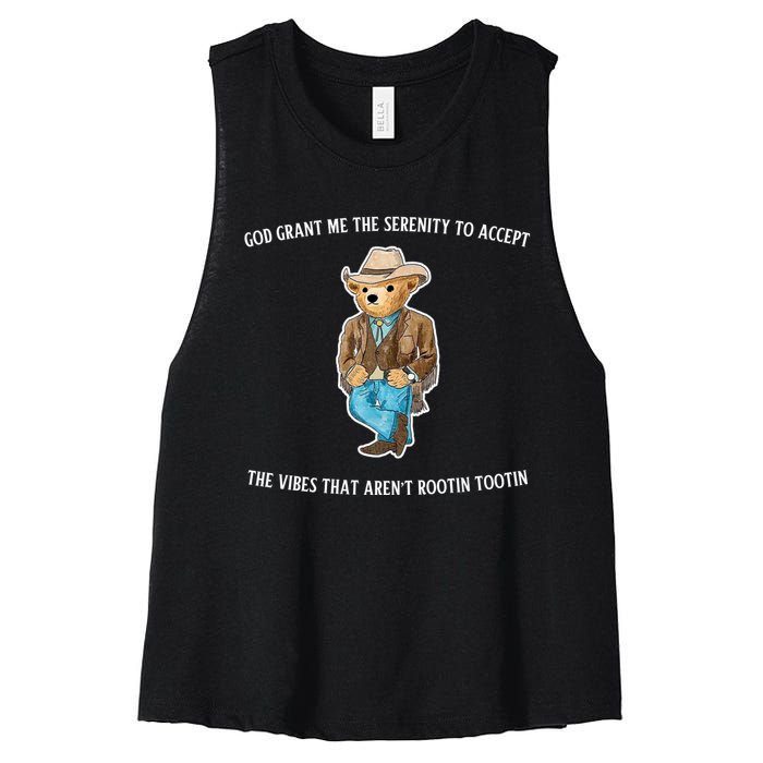 God Grant Me The Serenity To Accept The Vibes That Aren’t Rootin Tootin Women's Racerback Cropped Tank