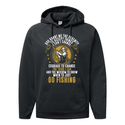 God Grant Me The Serenity Go Fishing Performance Fleece Hoodie