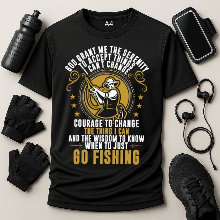 God Grant Me The Serenity Go Fishing Cooling Performance Crew T-Shirt