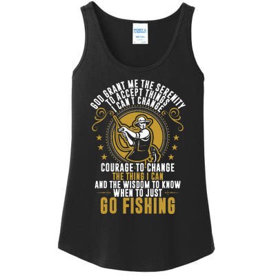 God Grant Me The Serenity Go Fishing Ladies Essential Tank