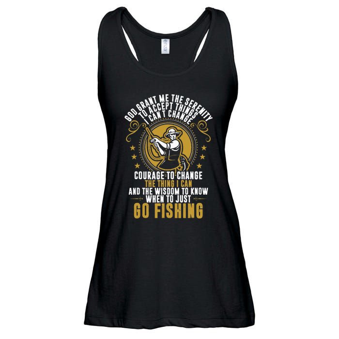 God Grant Me The Serenity Go Fishing Ladies Essential Flowy Tank