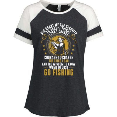 God Grant Me The Serenity Go Fishing Enza Ladies Jersey Colorblock Tee