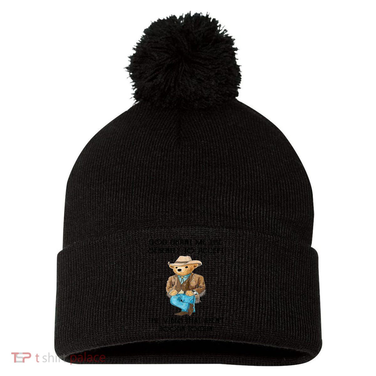 God Grant Me The Serenity To Accept The Vibes Pom Pom 12in Knit Beanie