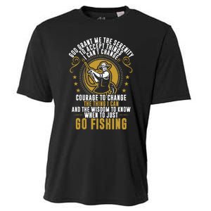 God Grant Me The Serenity Go Fishing funny quote Cooling Performance Crew T-Shirt