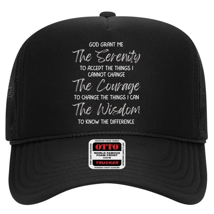 God Grant Me The Serenity Prayer Inspirational Spiritual High Crown Mesh Back Trucker Hat