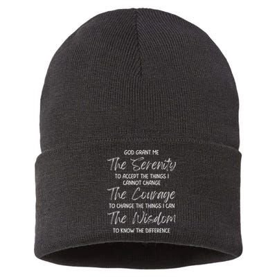 God Grant Me The Serenity Prayer Inspirational Spiritual Sustainable Knit Beanie