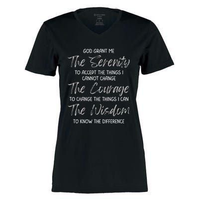 God Grant Me The Serenity Prayer Inspirational Spiritual Women's Momentum V-Neck T-Shirt