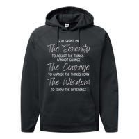 God Grant Me The Serenity Prayer Inspirational Spiritual Performance Fleece Hoodie