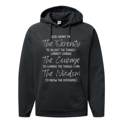 God Grant Me The Serenity Prayer Inspirational Spiritual Performance Fleece Hoodie