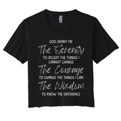 God Grant Me The Serenity Prayer Inspirational Spiritual Women's Crop Top Tee