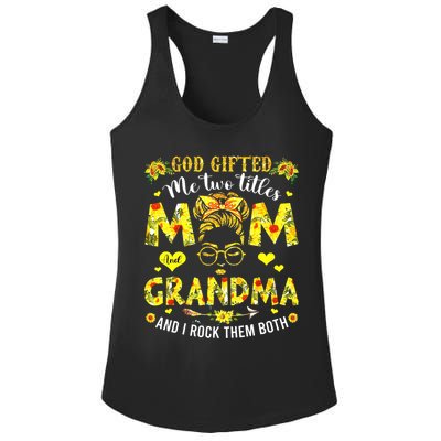 God Gifted Me Two Titles Mom And Grandma Rock Both Ladies PosiCharge Competitor Racerback Tank