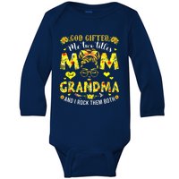 God Gifted Me Two Titles Mom And Grandma Rock Both Baby Long Sleeve Bodysuit