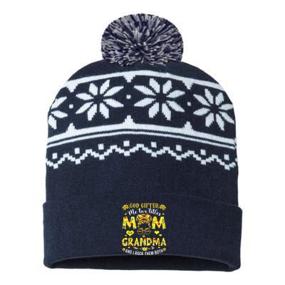 God Gifted Me Two Titles Mom And Grandma Rock Both USA-Made Snowflake Beanie