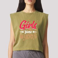 Girl Gone Muddy Mud Runs For Wo Mud Running Team Garment-Dyed Women's Muscle Tee
