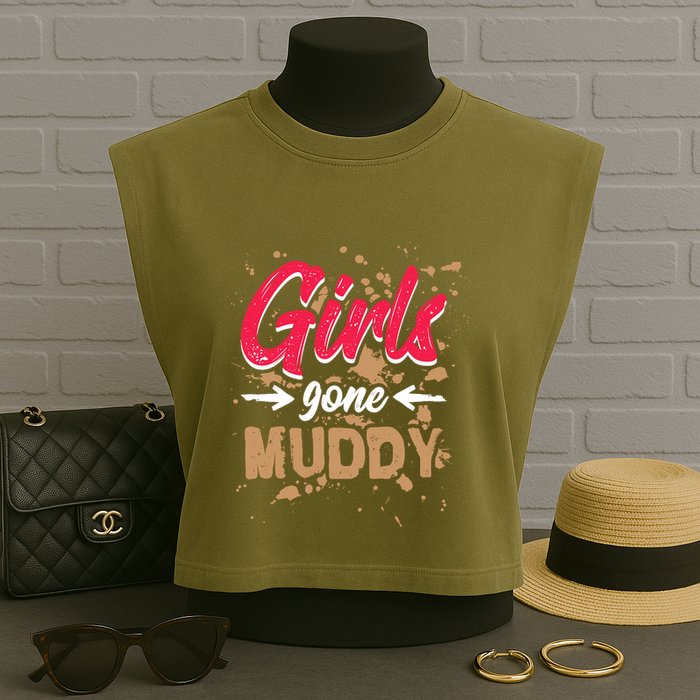 Girl Gone Muddy Mud Runs For Wo Mud Running Team Garment-Dyed Women's Muscle Tee