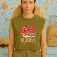 Girl Gone Muddy Mud Runs For Wo Mud Running Team Garment-Dyed Women's Muscle Tee
