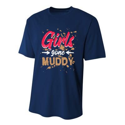 Girl Gone Muddy Mud Runs For Wo Mud Running Team Performance Sprint T-Shirt