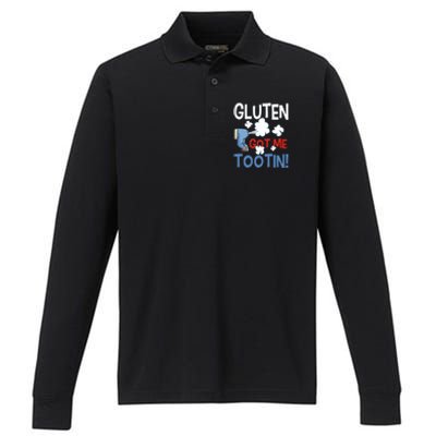 Gluten Got Me Tootin Gluten Allergy Celiac Disease Performance Long Sleeve Polo