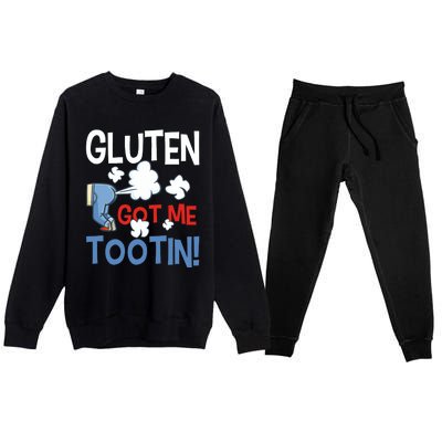 Gluten Got Me Tootin Gluten Allergy Celiac Disease Premium Crewneck Sweatsuit Set