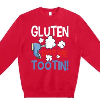 Gluten Got Me Tootin Gluten Allergy Celiac Disease Premium Crewneck Sweatshirt