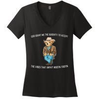 God Grant Me The Serenity To Accept The Vibes That Arent Rootin Tootin Women's V-Neck T-Shirt